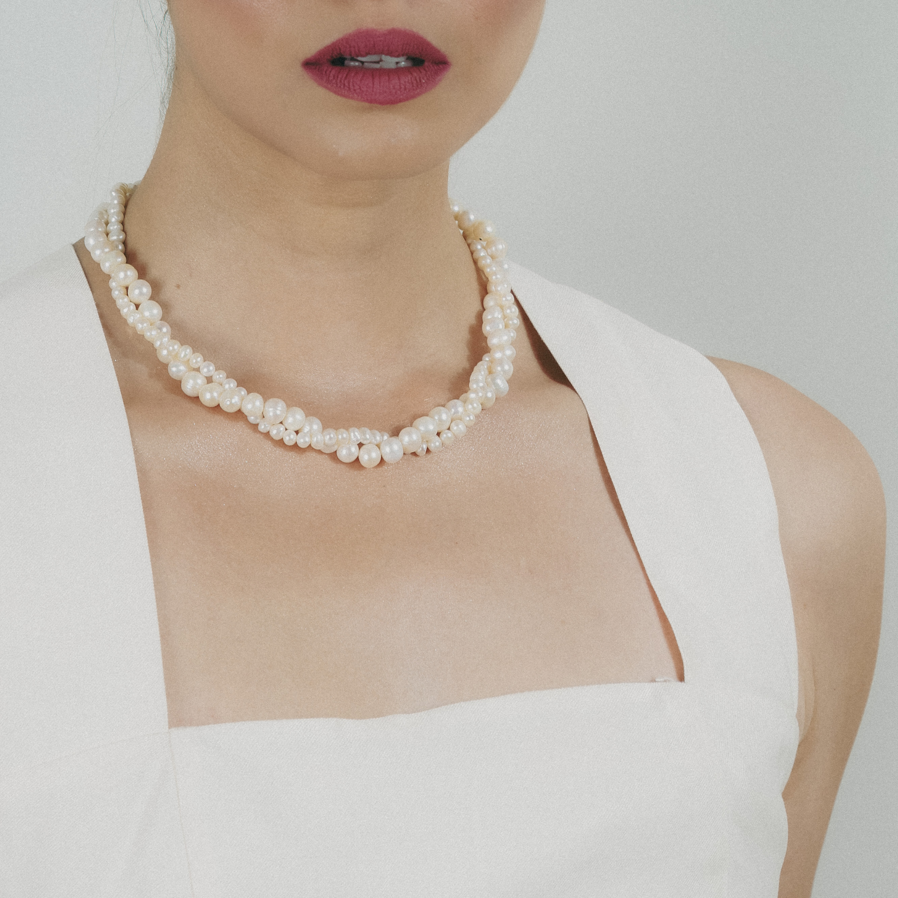 Twine real pearl necklace with delicate intertwining strands